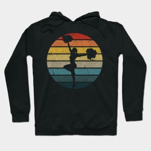 Cheerleader Silhouette On A Distressed Retro Sunset design Hoodie